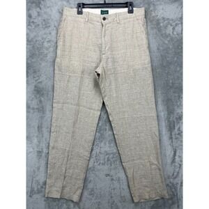 J.Crew Men's Linen Pants 33x34 (Real 35x34) Beige Glen Plaid Classic Fit